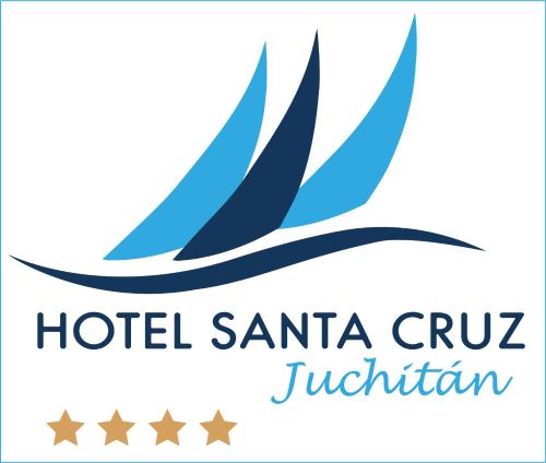 a logo for a hotel with a boat in the water at Hotel Santa Cruz Juchitan in Juchitán de Zaragoza