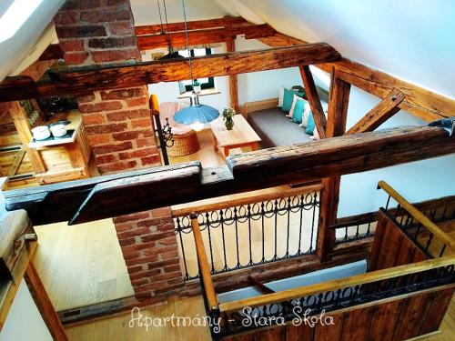 an overhead view of a living room and dining room at Apartmány Stará Škola in Krásná Lípa