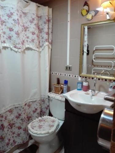 a bathroom with a toilet and a sink at lotus shared-house in Puerto Montt