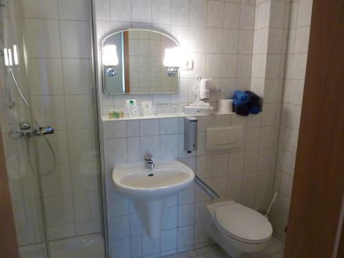 A bathroom at Kyffhäuserhotel "Goldene Aue"