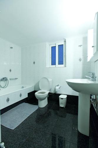 a bathroom with a toilet and a sink at Villa PANORAMA in Levidi