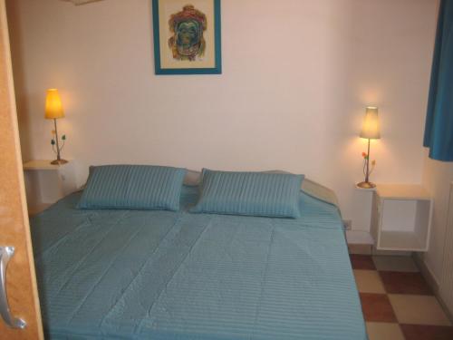 オリョンにあるQuinta La Pazのベッドルーム1室(青い枕2つ付)