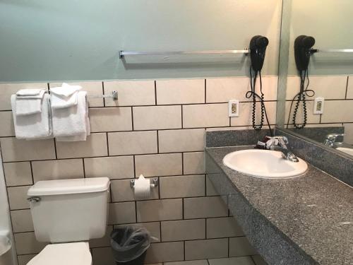 a bathroom with a toilet and a sink at Big A Motel in Orange