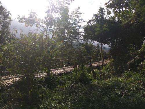 a wooden fence in the middle of a forest at Khunyuam Resort in Ban Khun Yuam