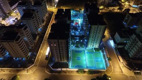 an overhead view of a building at night at Eldorado Park Caldas Novas in Caldas Novas