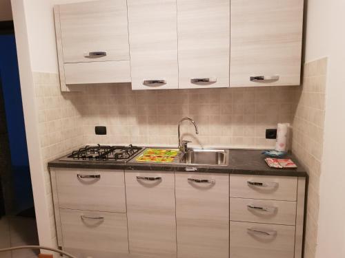 a kitchen with a sink and a stove at Casa Sabrina in Aprica