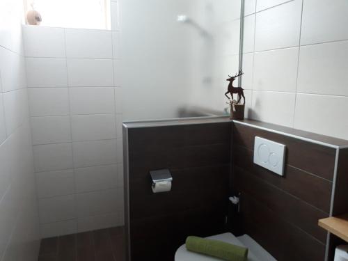 a small bathroom with a toilet and a window at Landhaus & Apartment Taxach in Ried im Zillertal