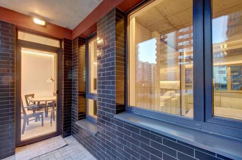 a view from the outside of a building with windows at Kauno-Algirdo Luxury apartments in Vilnius