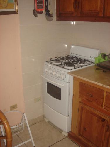a kitchen with a white stove in a kitchen at Dre Broeders Apartments Juan Dolio in Juan Dolio