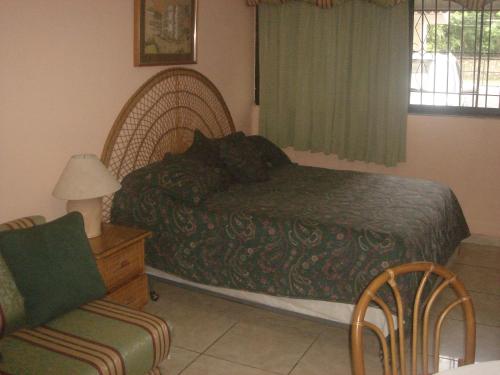 a bedroom with a bed and a chair at Dre Broeders Apartments Juan Dolio in Juan Dolio