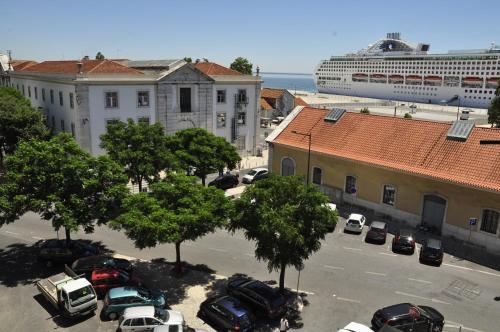 a view of a parking lot with a cruise ship at Alfama District by be@home in Lisbon