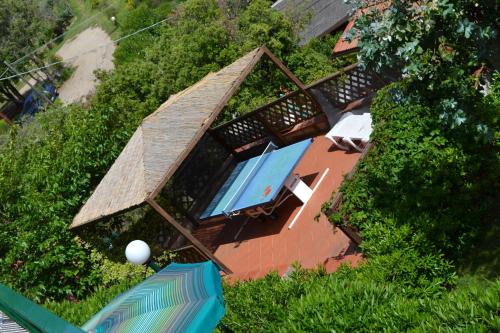 an overhead view of a house with a swimming pool at Hotel Danila in Portoferraio