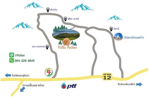 a map of the waffle peak wilderness area at Villa PaSon in Khao Kho