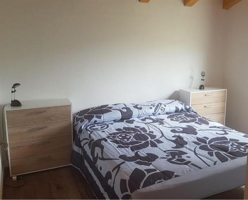 1 dormitorio con 1 cama y vestidor en Appartamento Argento en Aosta