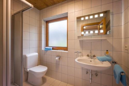 a bathroom with a toilet and a sink at Steinlechner-Meyer Elisabeth in Stumm