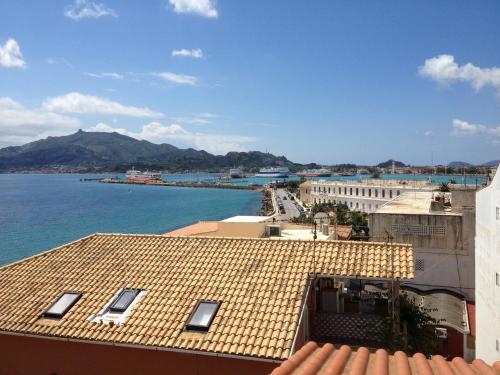 a view of the ocean from the roof of a building at Yria Hotel in Zakynthos Town