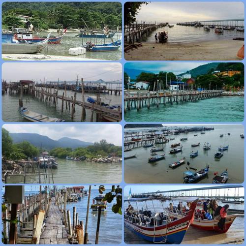 a collage of photos of boats on the water at M's Place Chalet Bed&Breakfast in George Town
