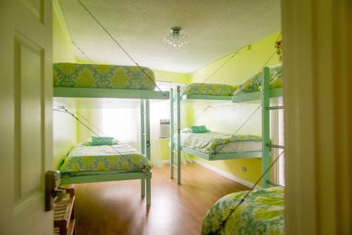 Våningssäng eller våningssängar i ett rum på The Big Island Hostel