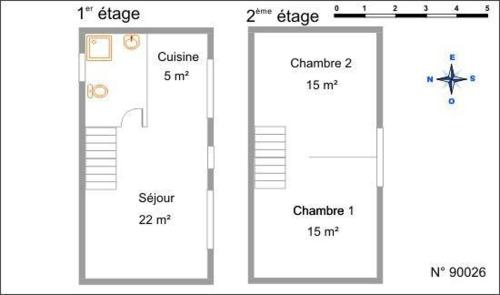 twee diagrammen van een plattegrond van een gebouw bij Gite de Grandvillars in Grandvillars