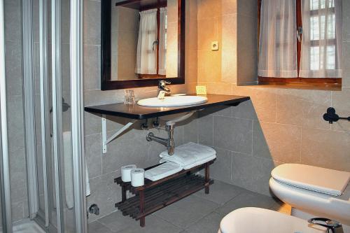 a bathroom with a sink and a toilet at Apartamentos Deth Camin Reiau in Arties