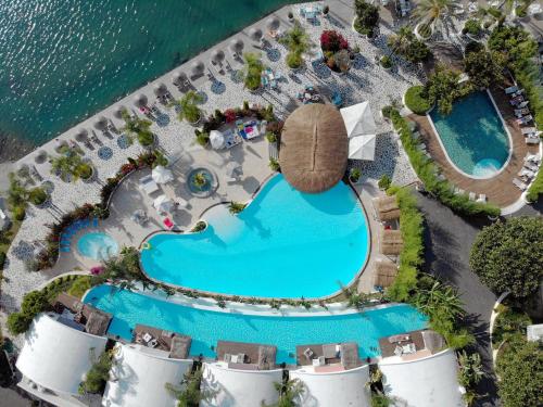 an overhead view of a resort with a swimming pool at Yacht Classic Hotel - Boutique Class in Fethiye