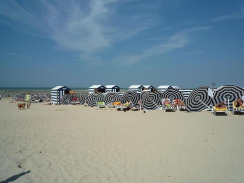 a group of umbrellas on a sandy beach at Residentie Albert-1, app.202, Zeelaan 214 in De Panne