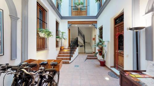 a hallway with bikes parked in a building at Edificio Palomar - PalomarGroup in Valencia