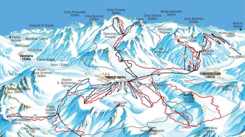 Sciare comodi في باسو ديل تونالي: خريطة طريق التزلج على جبل