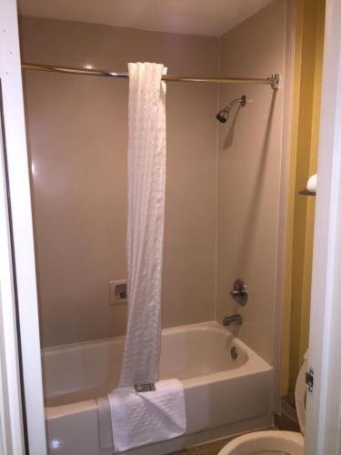 y baño con bañera, aseo y ducha. en Quality Inn Southside Jacksonville, en Orange Park