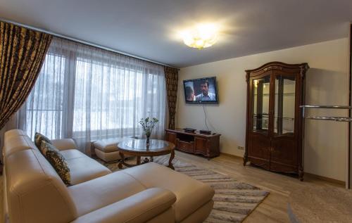 Televisyen dan/atau pusat hiburan di Violetos Lux Apartamentai