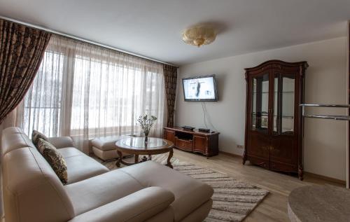 Televisyen dan/atau pusat hiburan di Violetos Lux Apartamentai