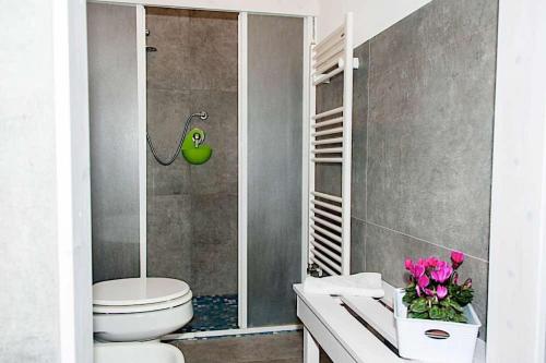 a bathroom with a toilet and a shower at Agriturismo Cozzo di Papaleo in Ragusa