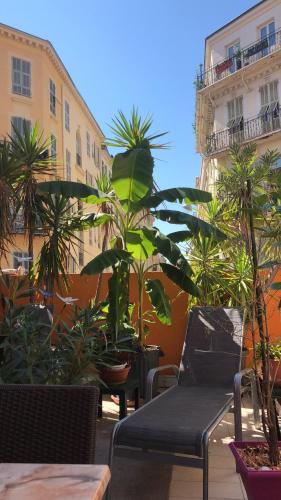 a large green plant sitting on top of a table at Hotel Lepante in Nice
