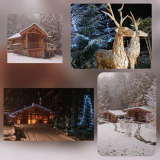 a collage of pictures of a cabin in the snow at Les Cabanes Du Saleve in Collonges-sous-Salève