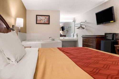 a hotel room with a bed and a bath tub at Econo Lodge in Holland