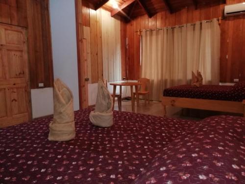a room with a bed with covers on it at Hotel El Congo in Drake
