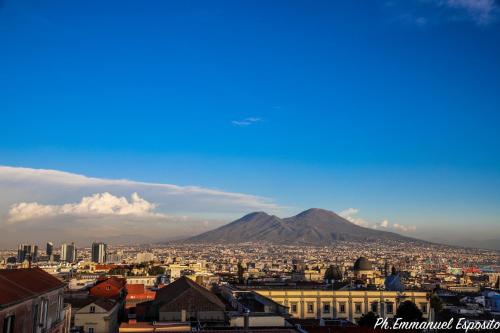 a view of a city with a mountain in the background at B&B Nel Regno di Napoli in Naples