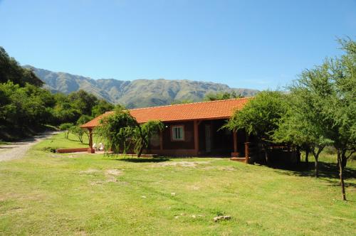 a house with a grass yard next to a road at Corazon de Montaña in Merlo