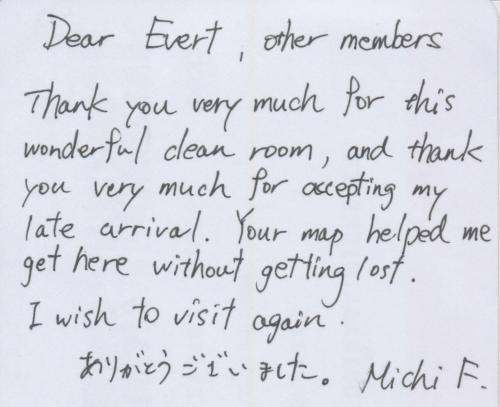 a letter from my mom describing her handwriting at Classy Room 17th C Canalhouse in Amsterdam