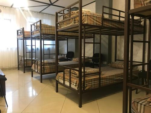 een groep stapelbedden in een kamer bij Fox Hostel in Nikolayev