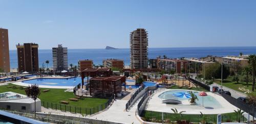 a view of a water park in a city at Sunset Drive Apartments in Benidorm