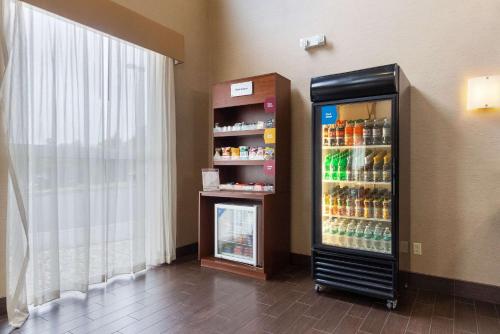 a refrigerator filled with drinks in a room at Comfort Suites Near Gettysburg Battlefield Visitor Center in Gettysburg
