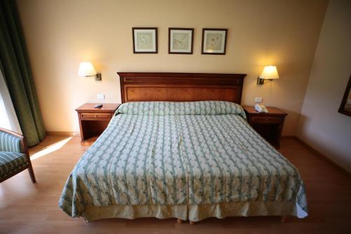 a bedroom with a bed with two night stands and two lamps at Howard Johnson Hotel & Spa Villa General Belgrano in Villa General Belgrano