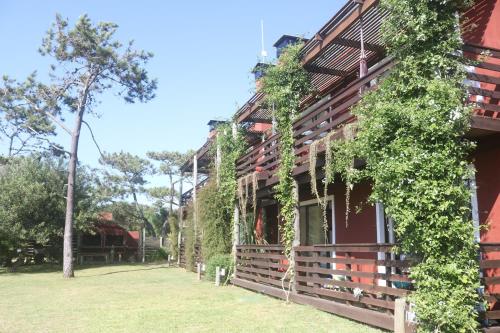 a building with ivy growing on the side of it at Los Pecados de la Viuda in Punta Del Diablo