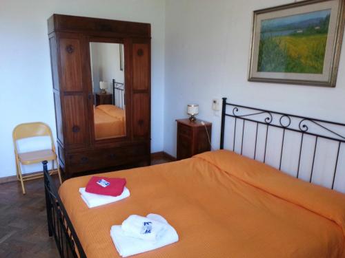 um quarto com uma cama com duas toalhas em A Due Passi Dal Centro Bed and Breakfast em Pisa
