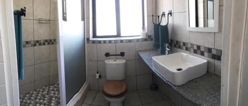 a bathroom with a toilet and a sink at Blue Skies Country House in Lorraine