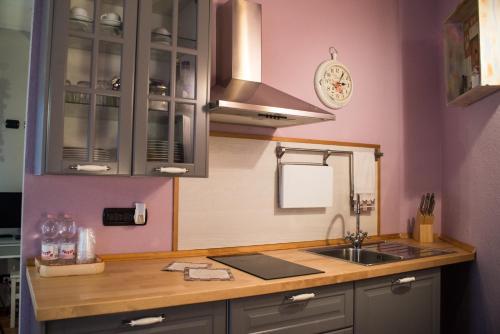 a kitchen with a sink and a counter at Agriturismo Terra e Cielo in Serra Riccò