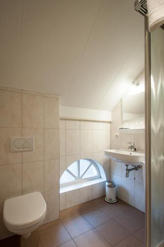 a bathroom with a toilet and a sink at Mert 5 in Beesel