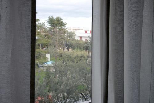 a window with a view of trees and bushes at "La casa di Mariagrazia" Appartamento 4 locali in Sammichele di Bari