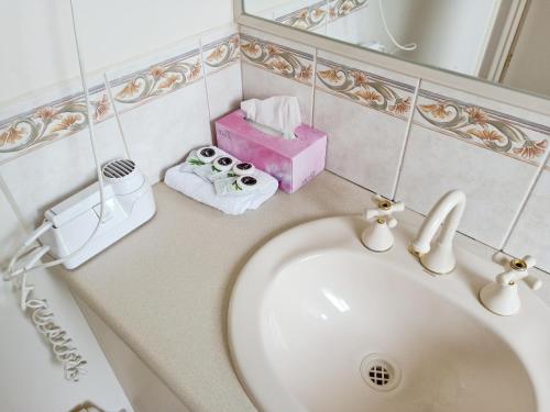 a bathroom with a sink and a mirror at Glen Inn in Glen Waverley